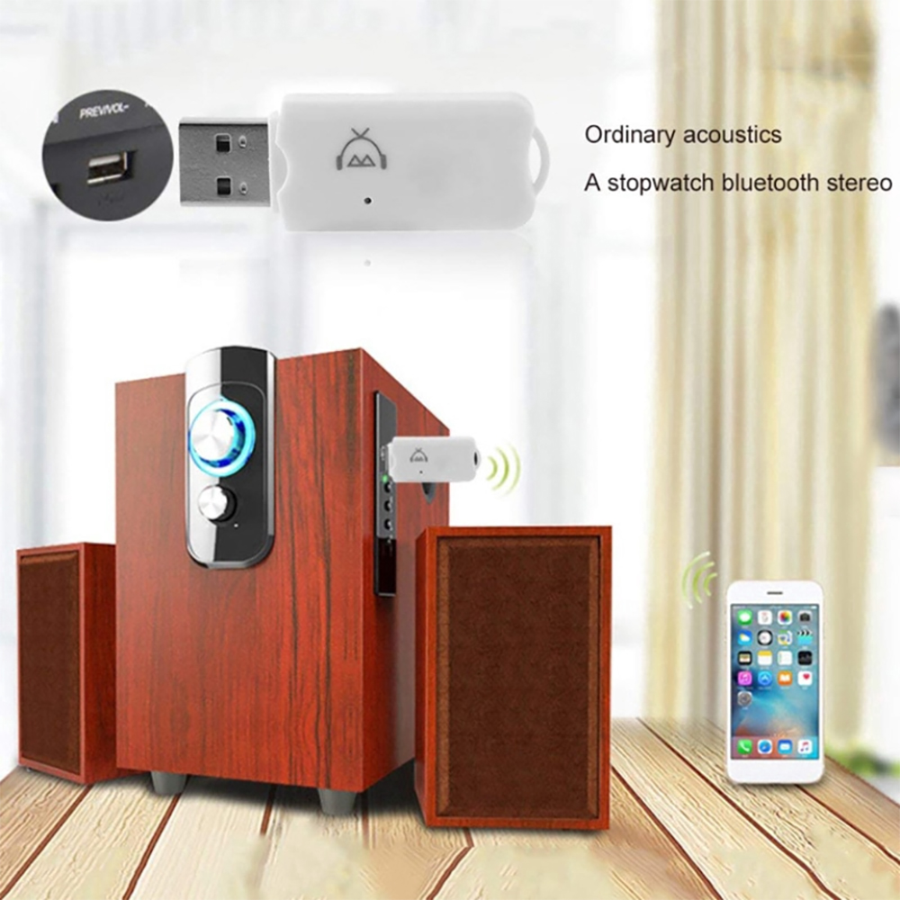 Mini Bluetooth Music Receiver Wireless Handfree Car Kit Audio USB Stereo Adapter Built in Mic for Speaker MP3 Player