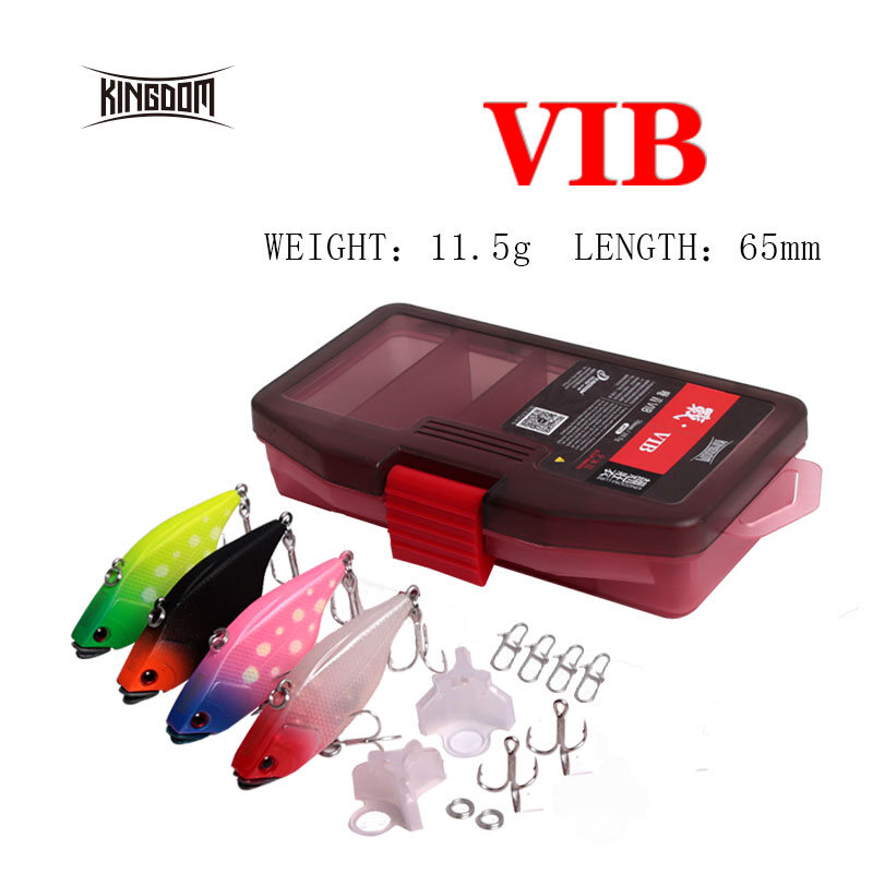 Kingdom Fishing Lure Set With Box 4pc 11.5g/65mm Slow Sinking Metal Fishing Lures VIB Sets Wobblers Model 5297TZ