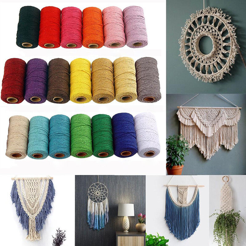 Pzcf Chỉ May 1 Cuộn Dây Màu Dệt Bện Thủ Công Dây Cotton 100M X 2Mm, Dây Macrame Tự Làm, Sợi Bông Màu