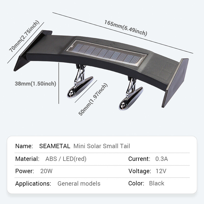 Mini Solar Car Rear Spoiler Light 12V Flashing Warning Light Adjustable  Multi-mode Car Tail Lights