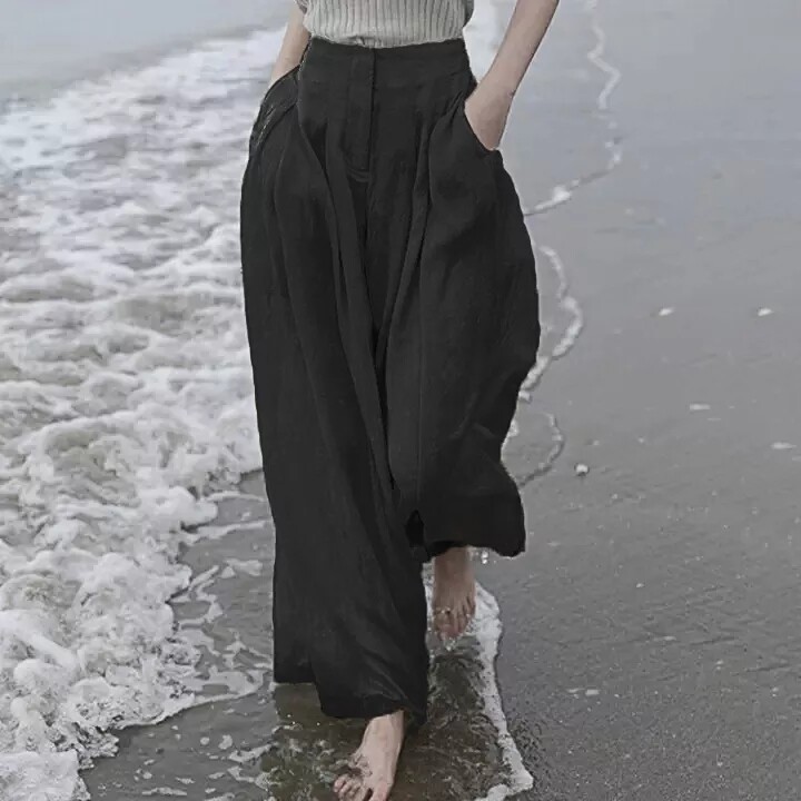 Alisa.Sonya Tencel Chiffon wide leg trousers high waist Korean style thin casual flow Women Skirts pants