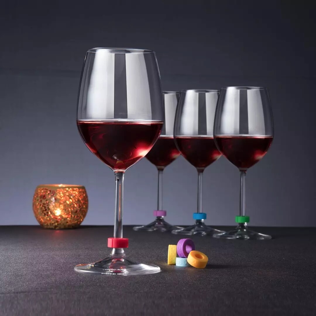 Uareliffe Circle Joy 8 Pcs/Box Wine Glass Identification Ring Cup Drinking Utensil Marker Easy To Use & Reusable Silicone Glass Identifiers Food Grade Material Durable Wine Classification Ring Widely Use Home Kitchen Bar Tools