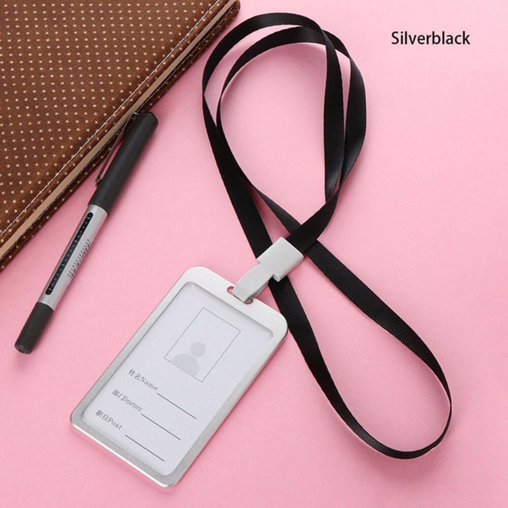 Alloy Employee Name Company Certificate Cover Security Business ID Card Holder Pass Tag Work Badge with Lanyard