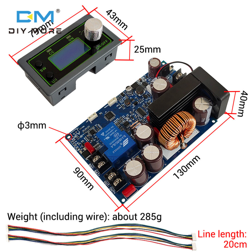 diymore Mô-đun Nguồn Giảm Áp DC WZ10020L Nguồn Cung Cấp Pin Năng Lượng Mặt Trời MPPT Điện Áp Cao Áp 100V 1000W