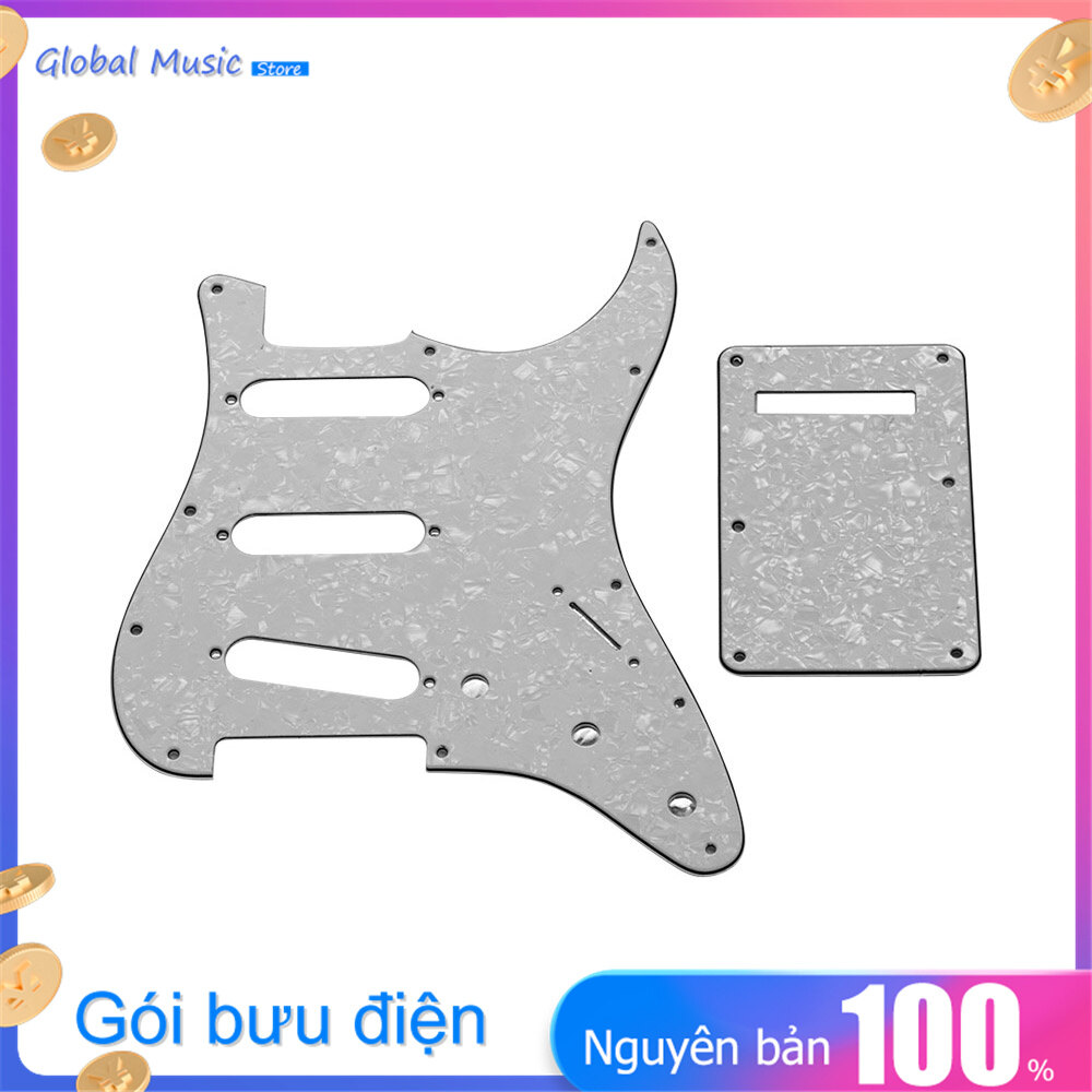 SSS Electric Guitar Pickguard Set with Back Plate Screws Pick Guard for Fender American ST Style Guitars White Pearl