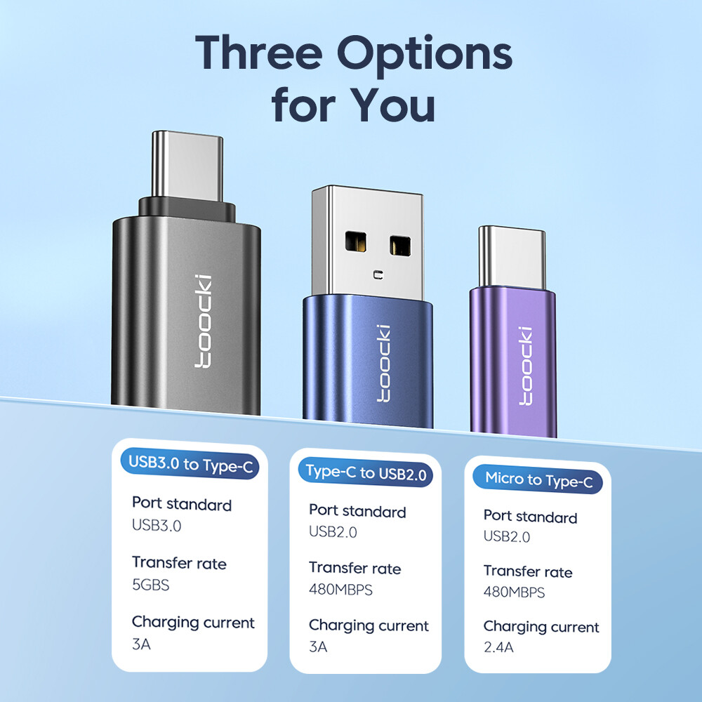 Toocki Bộ Chuyển Đổi OTG Loại C USB3.0 Chuyển Đổi Bộ Chuyển Đổi Đầu Cái Micro USB C Sang Loại C