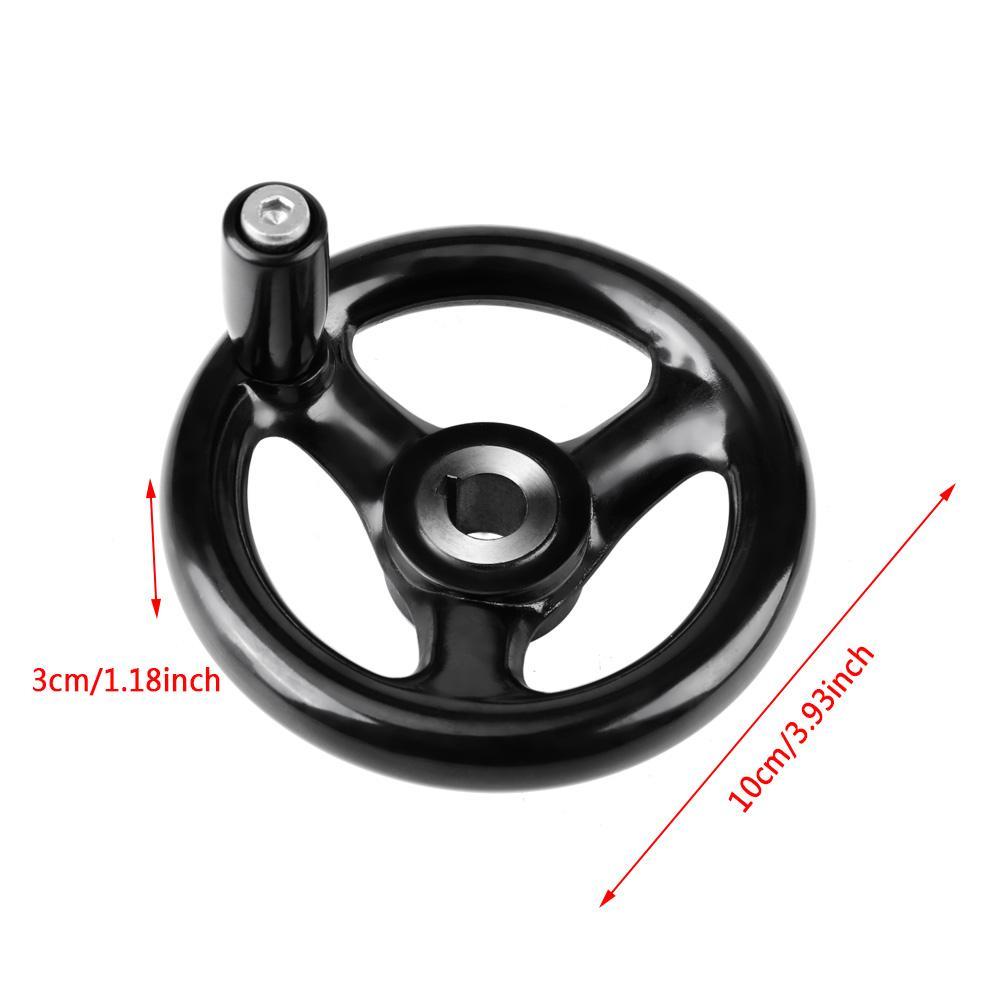 1PC 12*100mm Black Round 3 Spoke Hand Wheel for Lathe Milling Machine