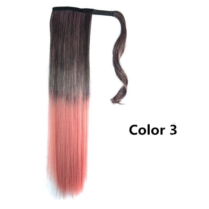 Women's long straight curly hair gradient ponytail clipped in the ponytail hair extension