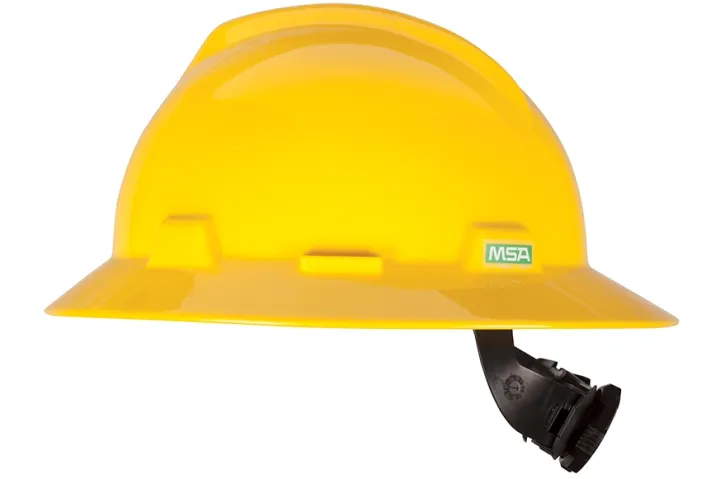 yellow full brim hard hat