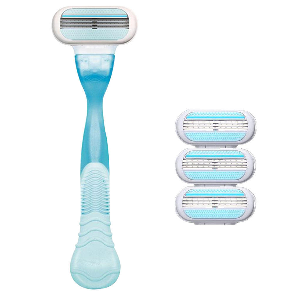 BEAUTYBIGBANG 1pc Razor Handle + 4Pcs Razor Blades Shaver Handle Replacement Triple Women Care
