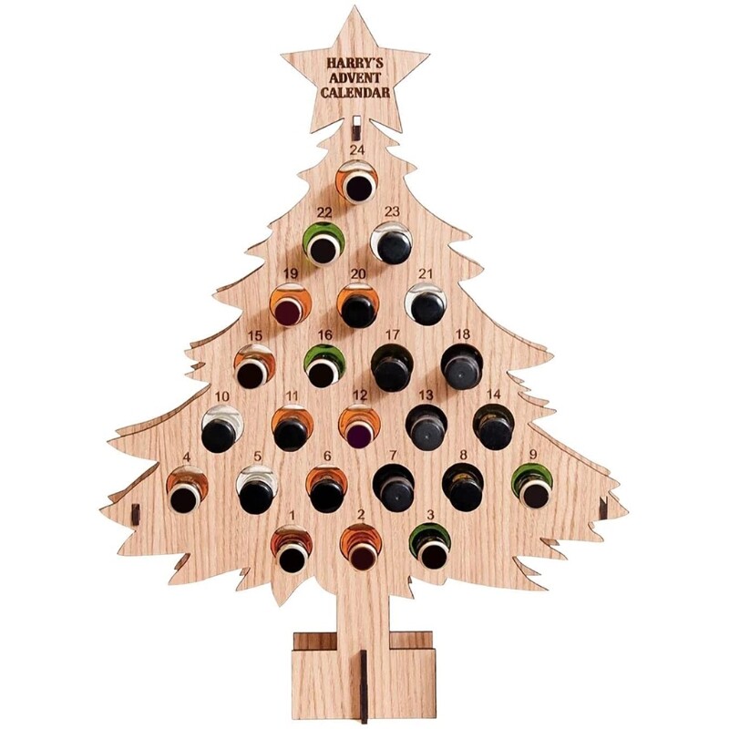 Creative Wooden Christmas Tree Alcohol Holder 24 Days Countdown Advent Calendar Decor Wine Stand for 24 Mini Wine Bottle