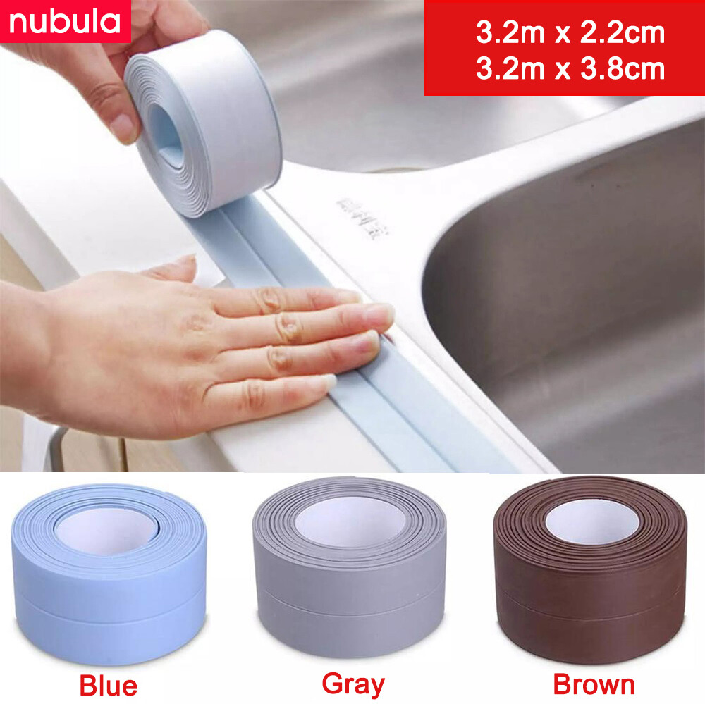 NUBULA 3.2m/roll Self-adhesive Caulk Strip Moisture-proof Anti-mold Waterproof Caulking Tape for Kitchen Seam Sealing Strip Bathroom Toilet Gap Corner Line Adhesive Tape Sink Sticker