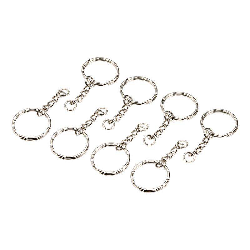 BOKALI New 50Pcs Split Ring Keychain Key Fob Connector 4 Link Chain Key-ring Silver