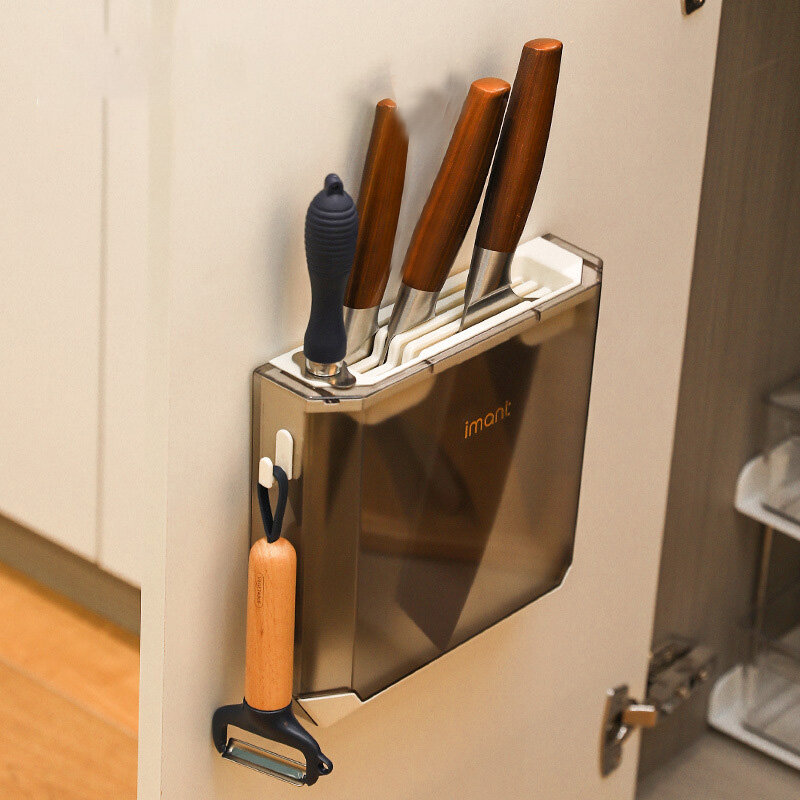 Transparent knife storage rack kitchen wall-mounted knife rest cabinet Ultra-thin kitchen knife holder hidden knife holder insert knife rest