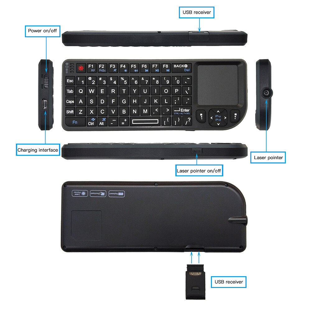 Bàn Phím Không Dây Chuột Không Dây Bàn Di Chuột Cảm Ứng Cầm Tay RF 2.4G Cho Máy Tính Xách Tay Máy Tính Điện Thoại Chơi Game Hộp Truyền Hình Thông Minh