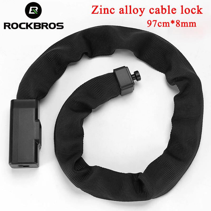 ROCKBROS Bicycle Chain Lock Zinc Alloy Anti-theft Motorcycle Cable Lock Thickened Bold Sturdy MTB Road Bike Key Lock