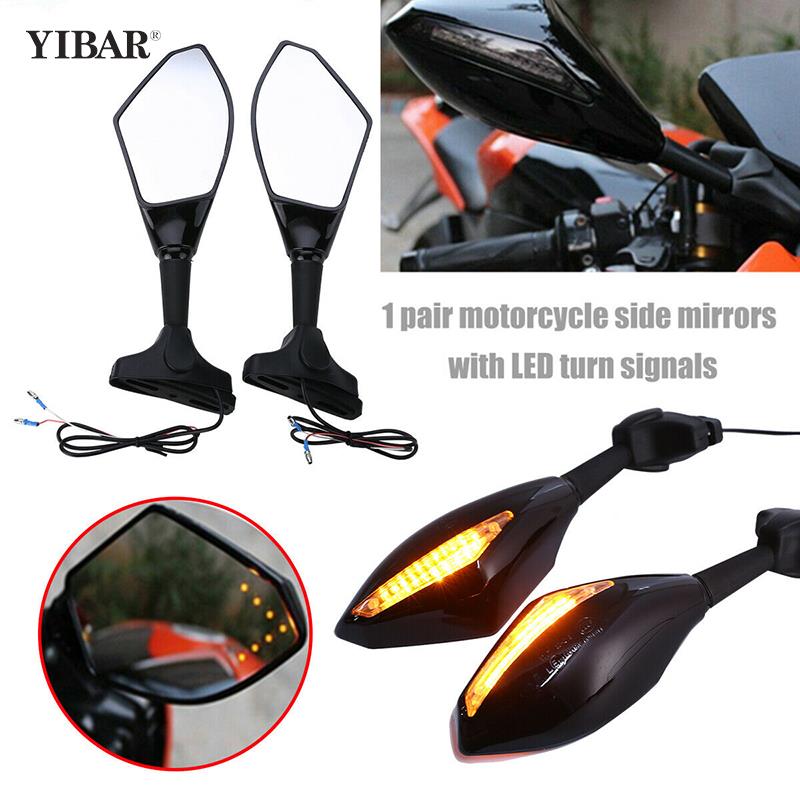 {：”}：“ 2Pcs Motorcycle Rearview Side Mirrors With LED Turn Signals (Left & Right)