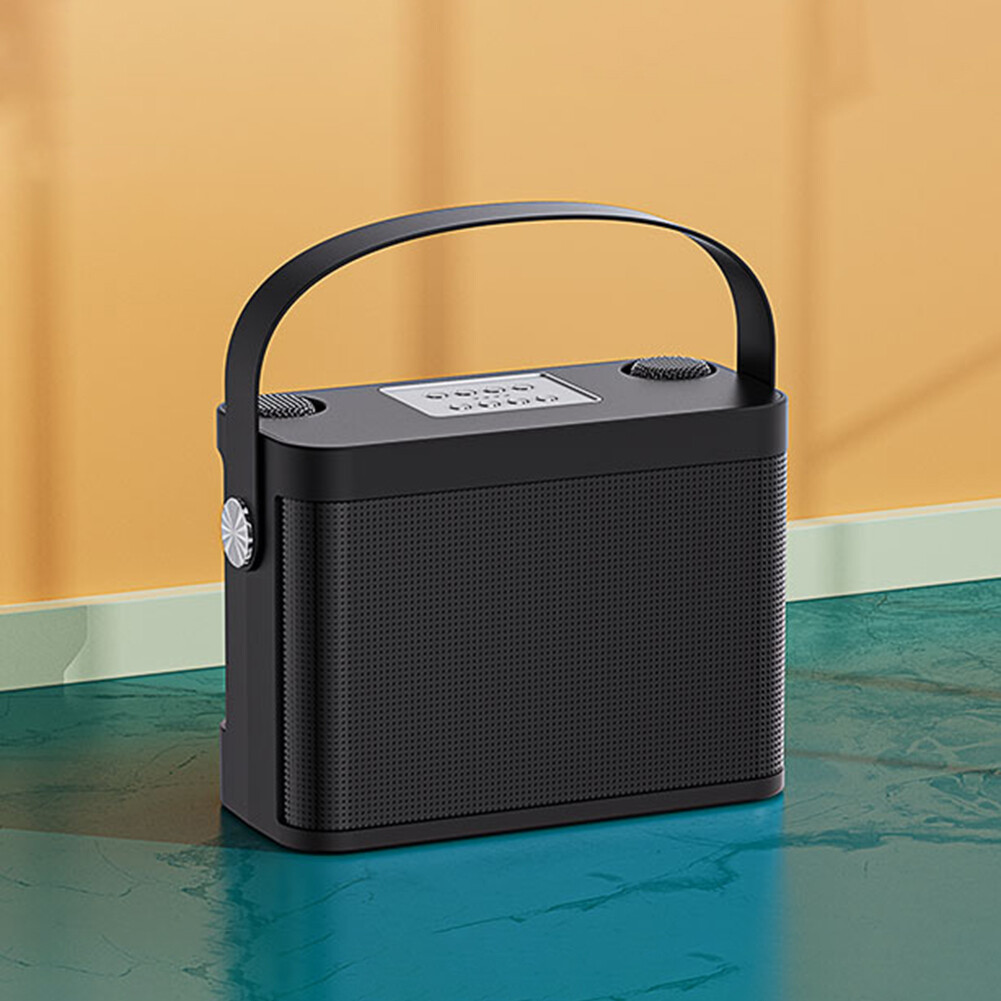 Portable Mobile Karaoke Speaker Machine with Dual Microphone Wireless Karaoke Speaker Machine Voice Changer Bluetooth-compatible 5.0 Support TF Card