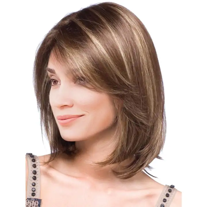Baosity Medium Brown Women Girls Bob 14 Short Mixed Color Straight