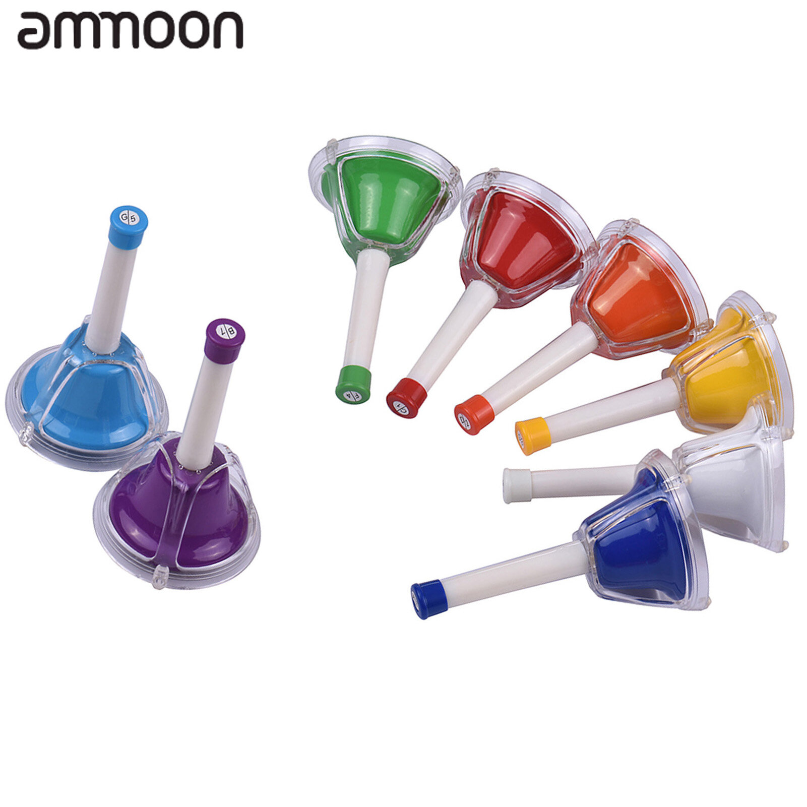 Handbell Set 8 Note Diatonic Metal Bells Musical Bells for Children Colorful Hand Percussion Bells for Toddlers Kids Musical Learning at an Early Age 