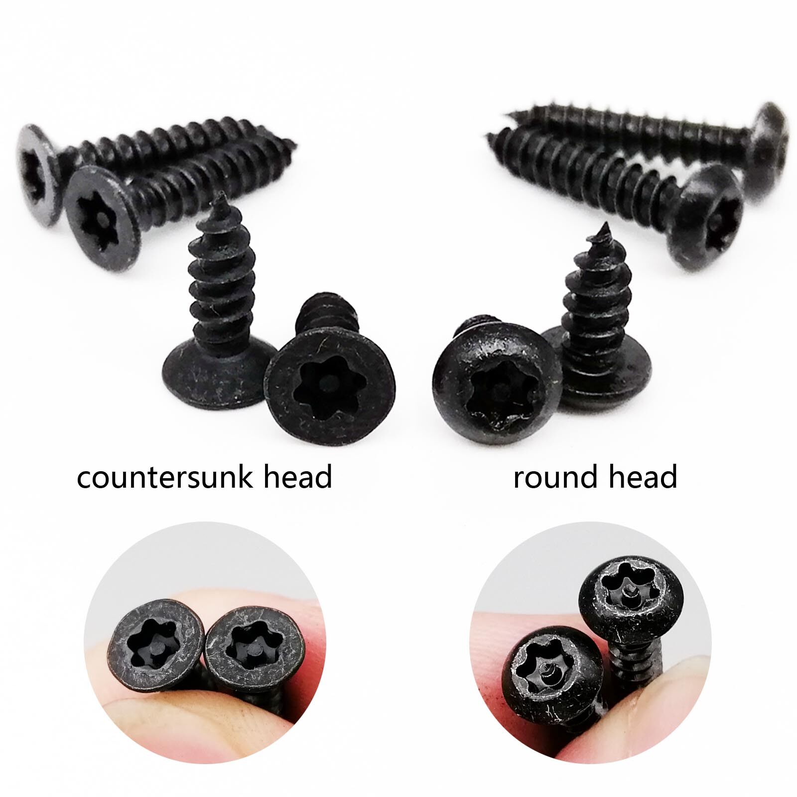 20pcs M3 M4 Black Steel Pin Six Lobe Torx Flat Countersunk Round Pan Button Head Tamper Proof