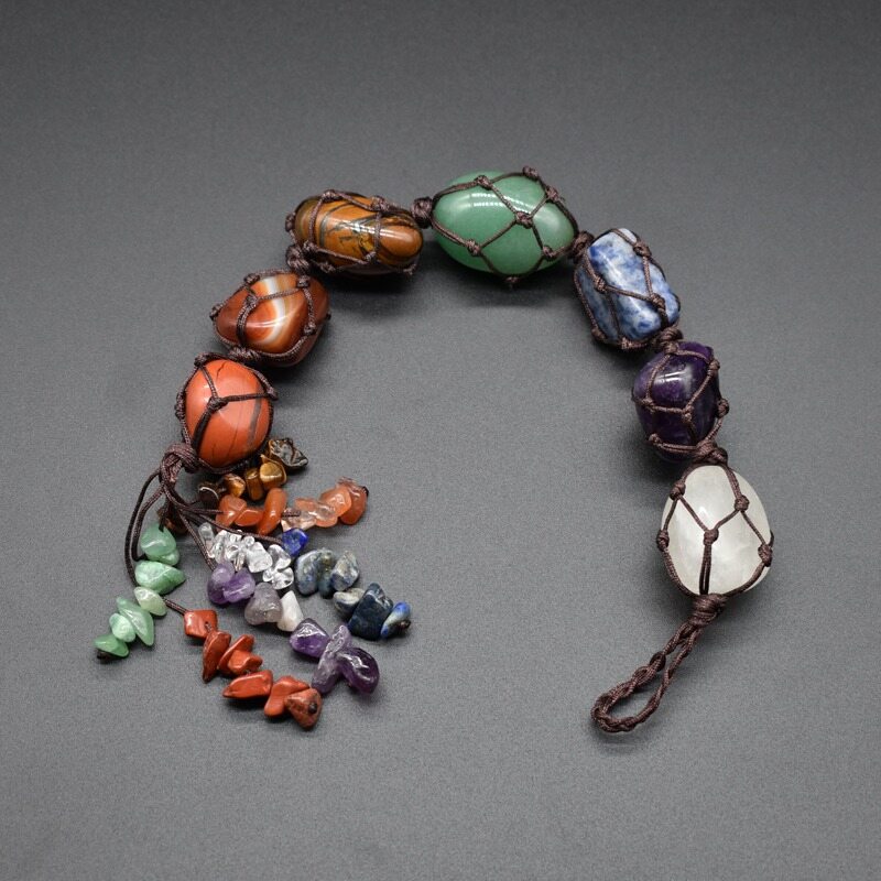 7 Colors Chakra Gemstone Tassel Spiritual Meditation Hanging Car Home Ornament Natural Stone China Style Decoration