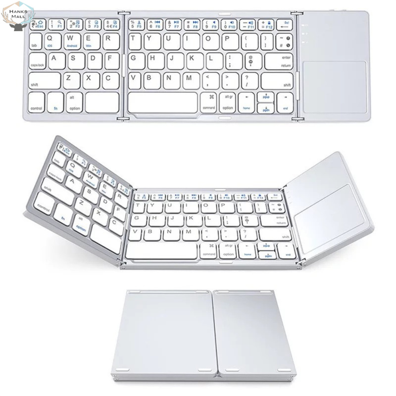 HK Portable Mini Bluetooth-compatible Keyboard Wireless Foldable Trackpad Keyboard Compatible For Ios Android Windows ipad