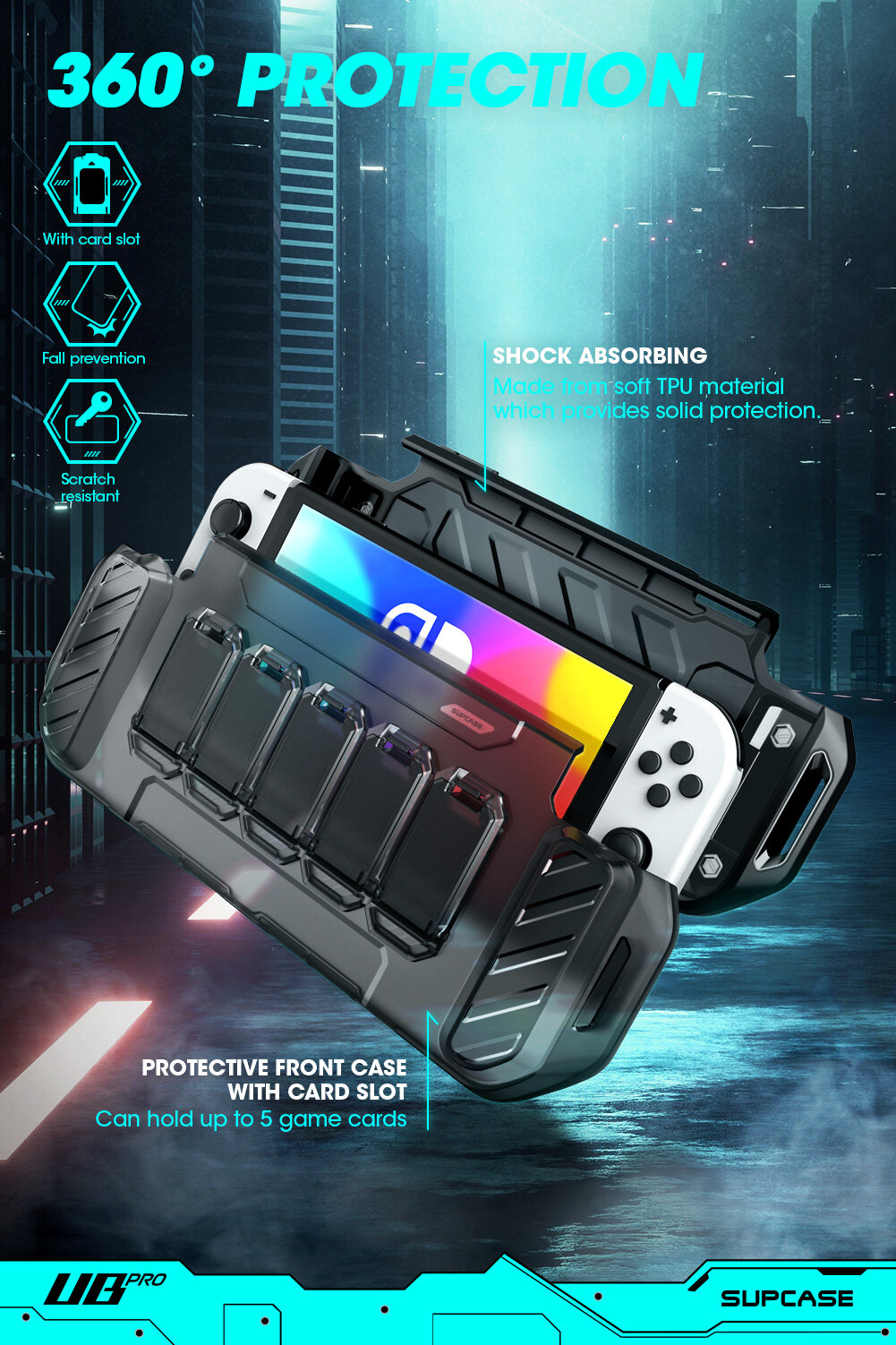 SUPCASE Cho Nintendo Switch Ốp OLED Ốp Bảo Vệ Chắc Chắn 2021 UB Forma Kèm Nắp Trước Chống Bụi & 5 Khe Đựng Thẻ Trò Chơi