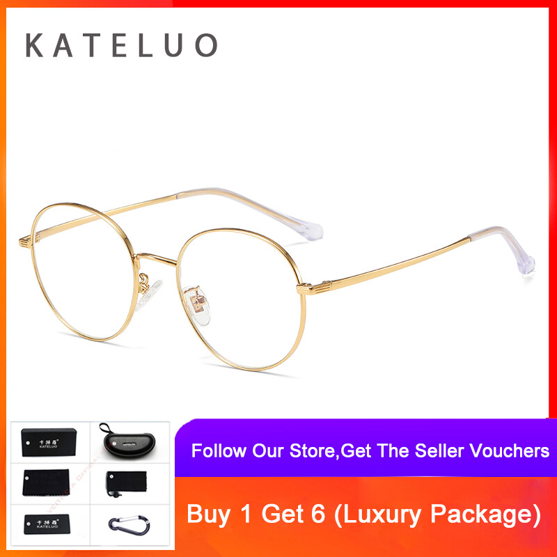 KATELUO 2802 Blue Light Blocking Computer Gaming Glasses For Men Women Fashion Round Vintage Eyewear Frames