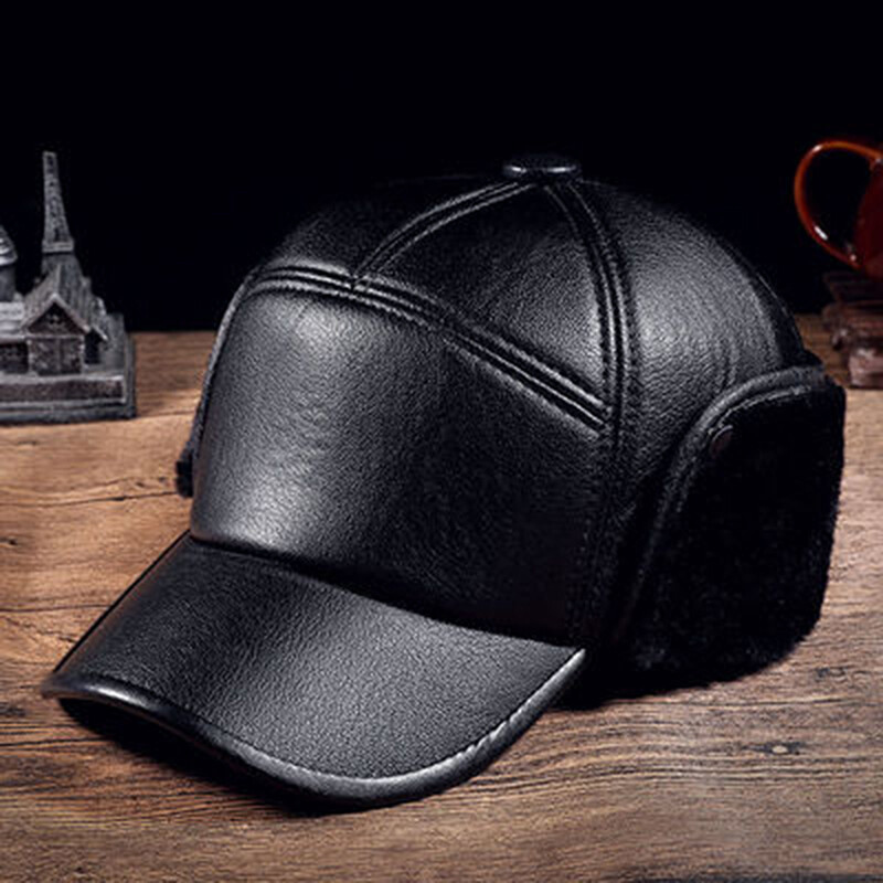 Winter Baseball Cap for Men Earmuffs Warm Thicker Cap Snapback Ear Protection Dad Hats Old Man Hat