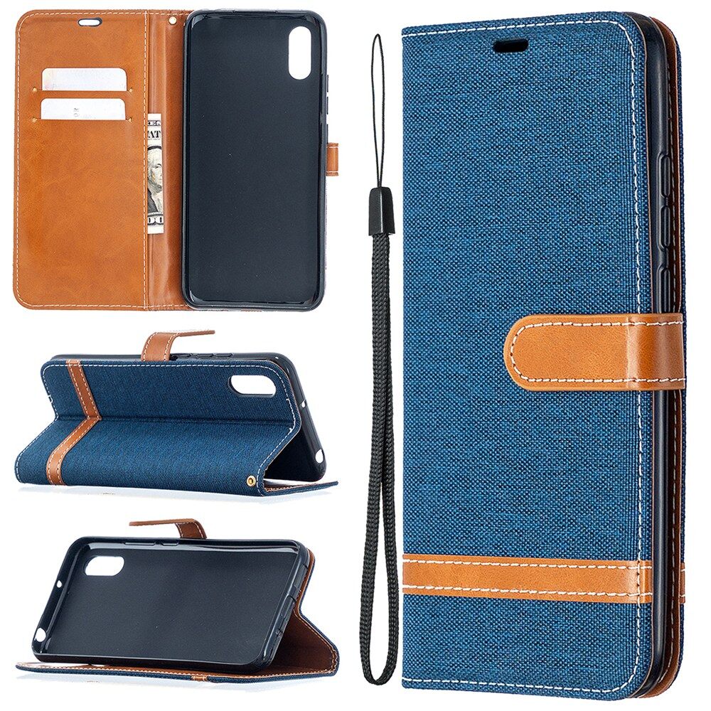 For Xiaomi Redmi 6/6A/6 Pro/7/7A/8/8A/9/9A/9C/10X(4G)/K20/K20Pro/K30 Case Colorful Denim Jeans Mixed Colors Leather Flip Wallet Cover with Card Slots Stand Casing