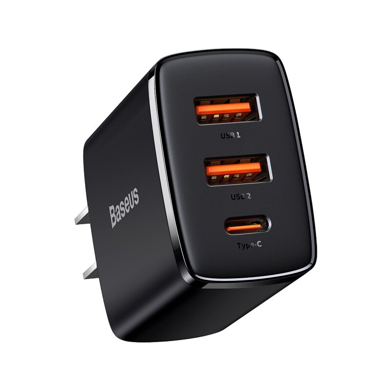 Baseus 30w compact quick charger mini travel adapter dual usb + type c pd3.0 qc3.0 cn eu plug fast chaging wall charger