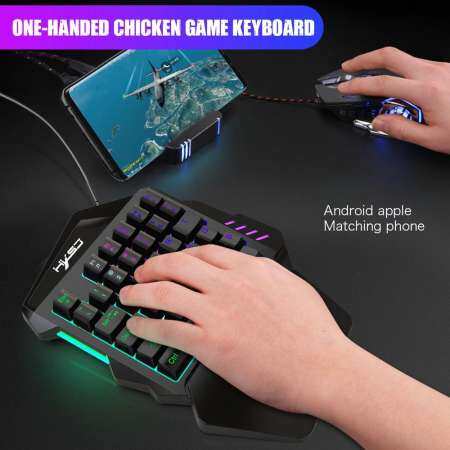 Kobwa One Handed Keyboard + เมาส์สำหรับเล่นเกมส์ Mechanical คีย์บอร์ดเล่นเกม RGB LED Backlit 35 Key สำหรับ LOL/PUBG/WOW/ DOTA/OW/เกม FPS