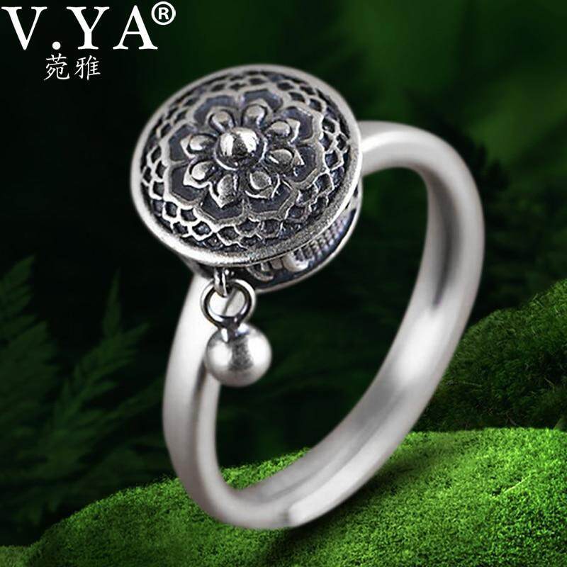 Nhẫn Phật Bạc 100% 925 Dành Cho Nữ Nhẫn Cầu Nguyện Tây Tạng Nhẫn OM Nhẫn Thần Chú May Mắn Nhẫn Nữ