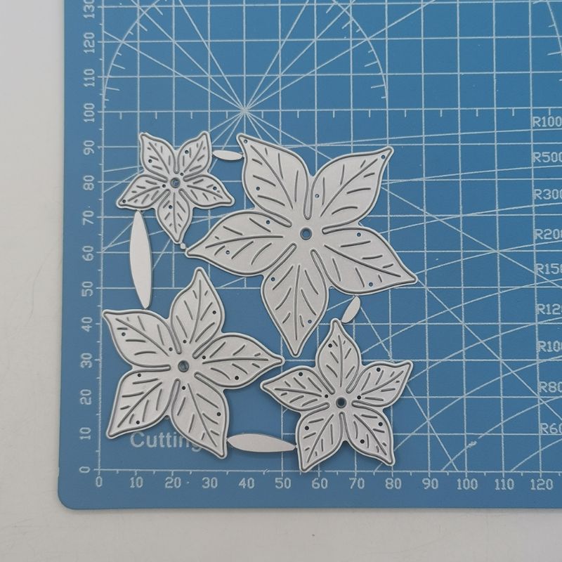 DIY Lace Cutting Dies Embossing Stencil Template for Scrapbooking Embossing Paper Card making，Five Leaves Flowers