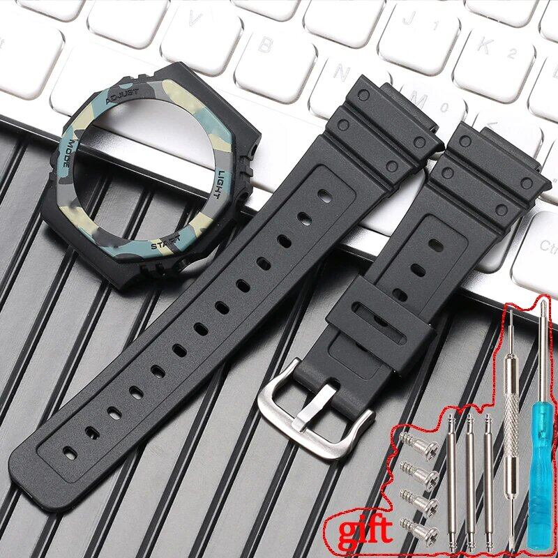 Silicone Resin Strap Case Suitable for Casio G-Shock GA2100 GA2110 Men's Sports Waterproof Watch Band Accessories Bracelet