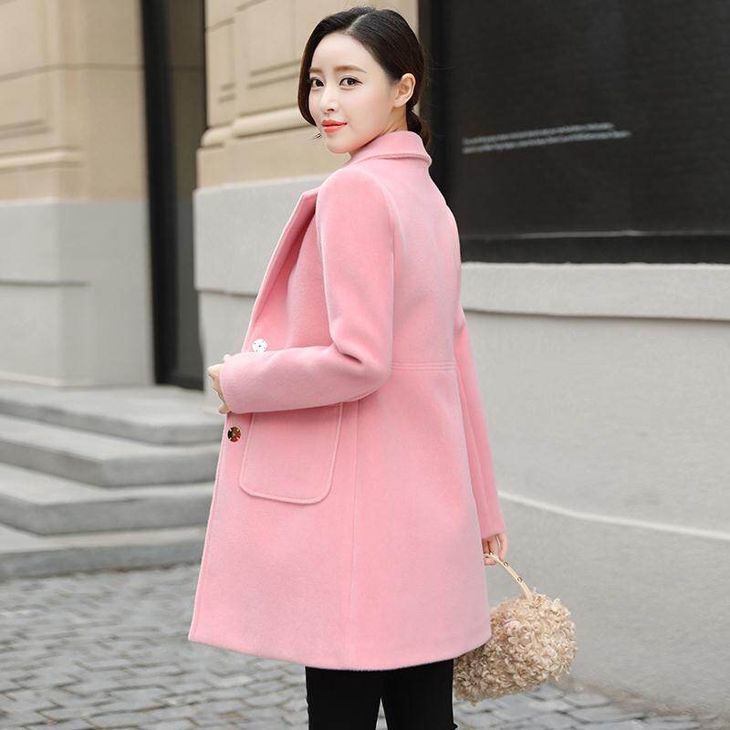 [Factory Direct] Woolen Jacket Women's Mid-length Korean Style 2020 Spring and Autumn Dress Small Slim Woolen Woolen Jacket