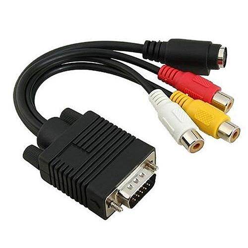 Vga to s-video 3 rca composite av tv out adapter converter cable for pc laptop