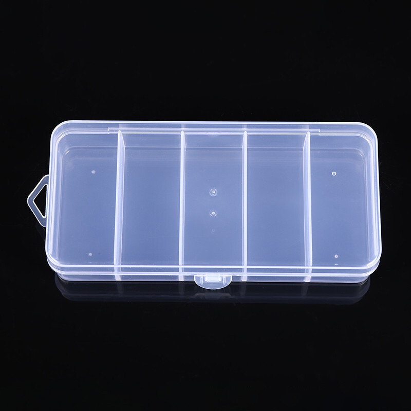hebeanna Portable Transparent Plastic Storage Jewelry Box Compartment Container Rectangle Five Grid Box For Beads Earring Accessories