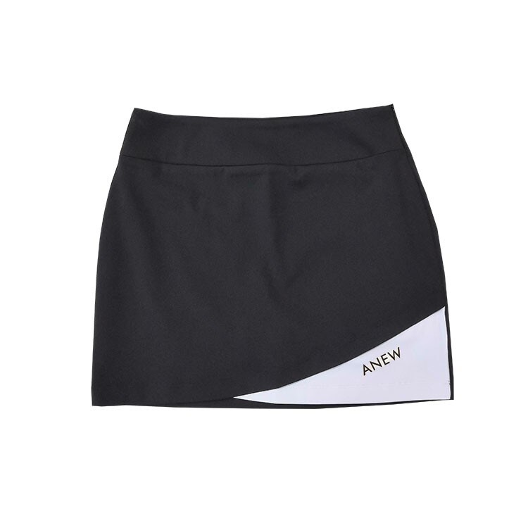 ANEW Golf Women's Short Skirt Sports Slim Versatile Stretch Quick-Drying Black and White Contrasting Color Anti-Closing Golf Skirt Pack Hip