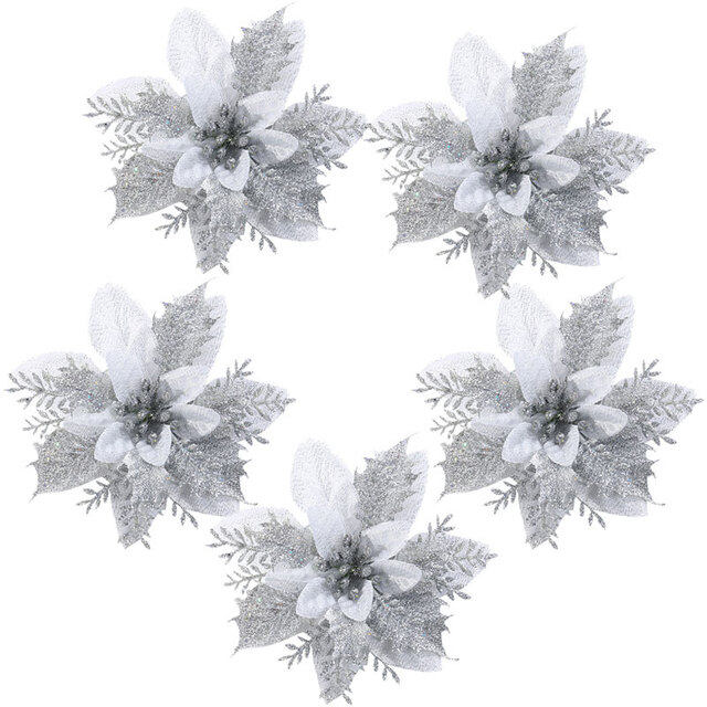 5pcs New Color 14cm Big Glitter Flower Christmas Garland Tree