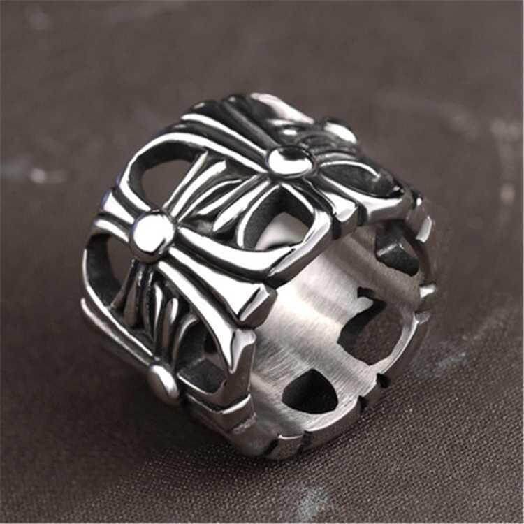 Punk Jewelry Titanium Steel Retro Ring Chrome Cool Hearts Ring B4 US Size 7-12