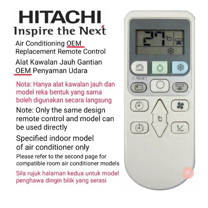 Hitachi Air Cond Air Conditioner Replacement Remote Control HI-02 | Lazada