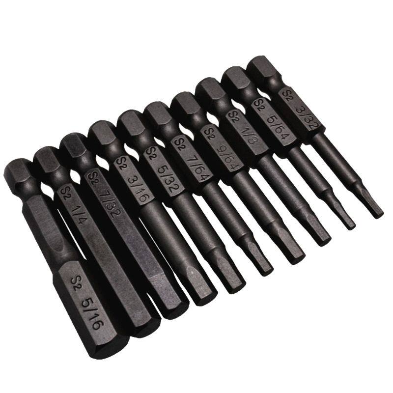 Hot Sale 10PCS Black Magnetic Hexagon Screwdriver Bits S2 Steel 1/4 Inch Hex Shank Screw Drivers Set 50MM