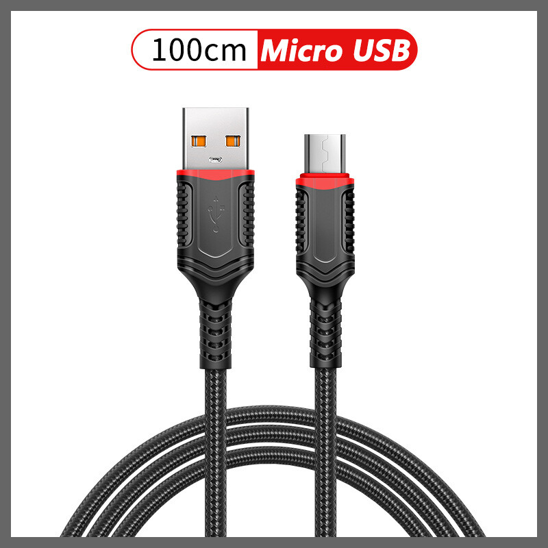 Disour 66w fast charge cable nylon braided charging line usb to usb to micro usb/type-c/iphone support data transfer for ios android