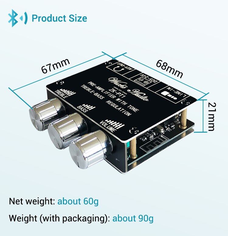Diymore Audio Bluetooth 5.0 Decoder Board Audio Decoder Dual Channel Stereo Low Noise High and Low Tone Pre-module Controller
