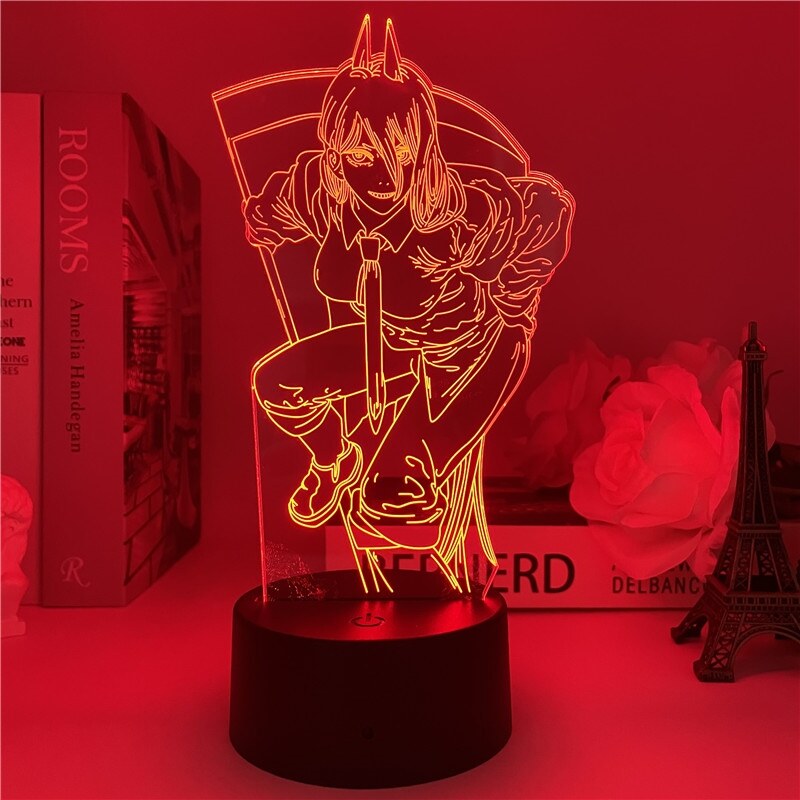 Anime motosserra homem acrílico led night light denji pochita