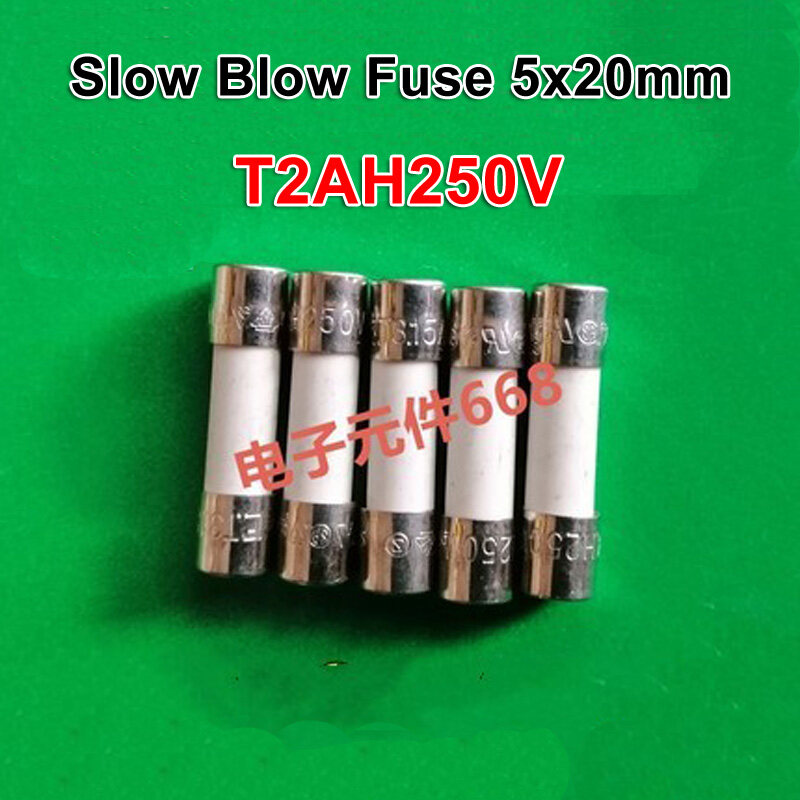 5pcs 5*20mm Slow Blow Ceramic Fuse 5x20mm 250V 2A 3.15A T2AH250V T3