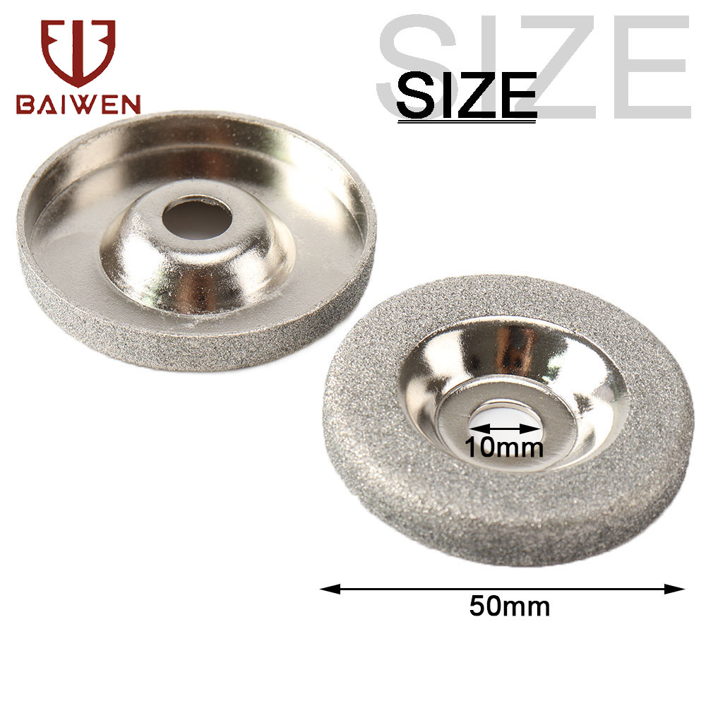BAI WEN Bánh Mài Kim Cương 50Mm 2 Inch 150/180/360 Grit Đĩa Mài Đá Cốc Bánh Mài Cắt Góc Phụ Kiện Dụng Cụ Quay 2/5/6 Cái