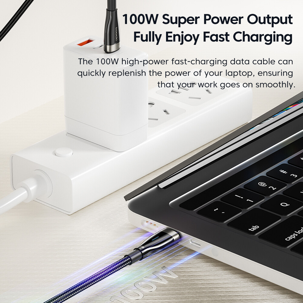 Toocki Cáp LED 100W USB C Sang Type C Cáp Sạc Nhanh PD Dây Dữ Liệu Cho Macbook Huawei Xiaomi POCO Samsung USB-C Cáp Type-C
